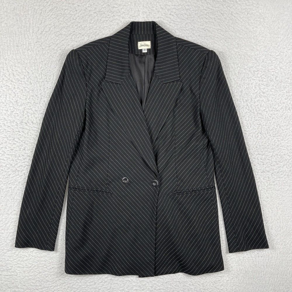 Neiman Marcus Jacket Womens 8 Black Striped Blazer Career Work Vintage USA
